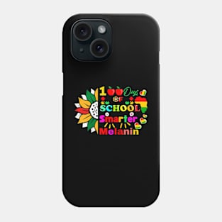 100Th Days Of School Smarter Melanin Juneteenth Afro Woman Phone Case