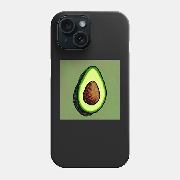 Green Avocado Vegetarian Illustration Pattern Phone Case by SubtleSplit