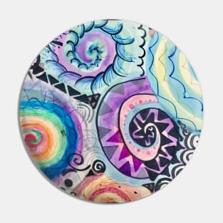 Abstract Rainbow Spirals Pin