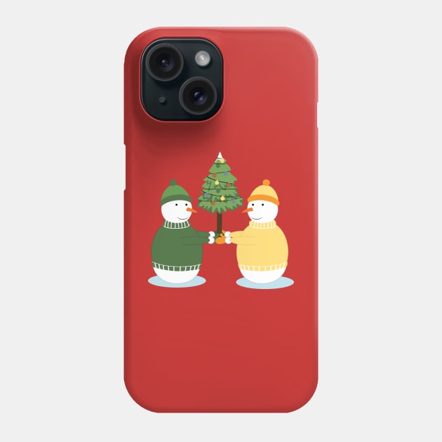 Cute snowmen and Christmas tree Phone Case by grafart