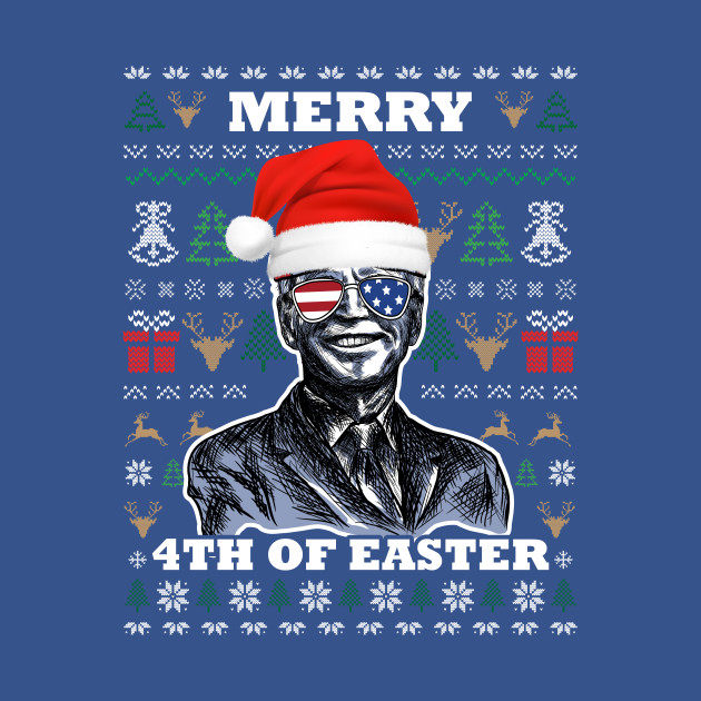 Disover Biden US Flag Xmas Sweater Merry 4th Of Easter - Anti Biden Gifts - T-Shirt