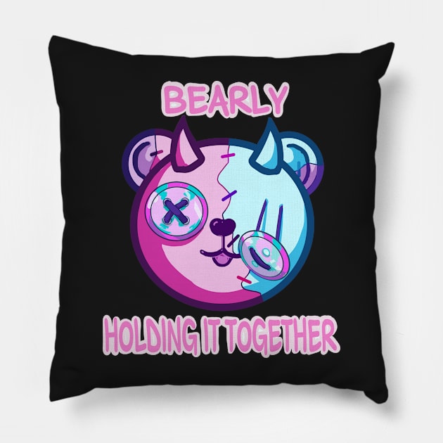 Bearly Holding It Together Pillow by GatesofHell