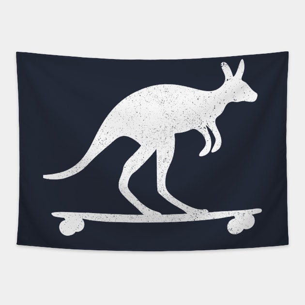 Kangaroo rides Longboard Cool Skateboard Australia Gift Tapestry by peter2art