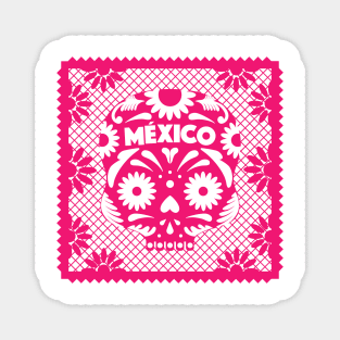 Mexican Day Of The Dead Pink Sugar Skull / Traditional Cultural Icon in México by Akbaly Magnet