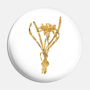 Vintage Gilded Sea Daffodil Botanical Gold Leaf Pin