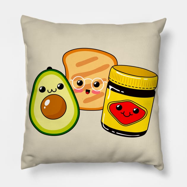 Vegemite and Friends - Vegemates - Cute Vegetarian Spread - Avocado - Toast - Australia Pillow by NOSSIKKO