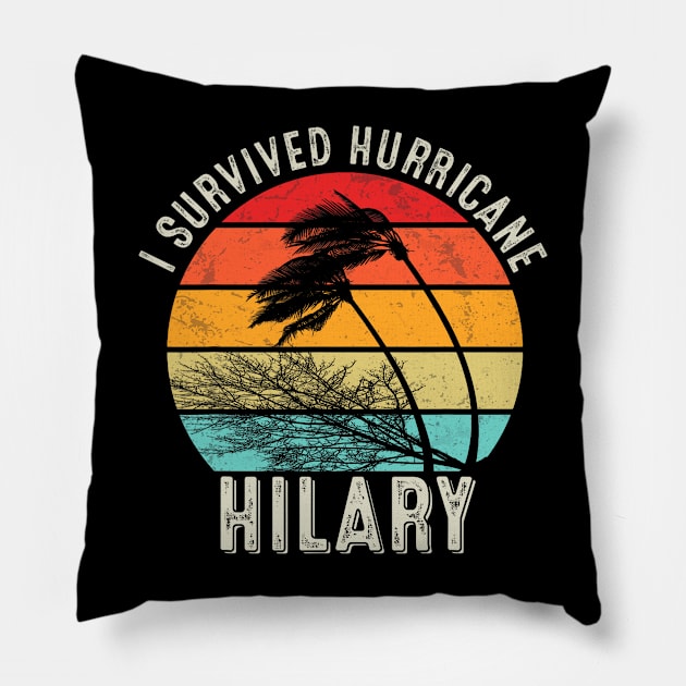 Vintage I Survived Hurricane Hilary Pillow by everetto