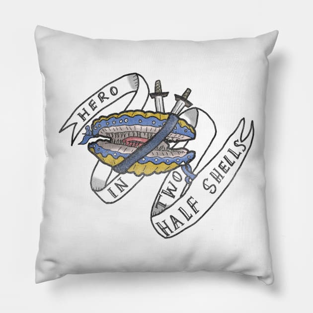 Clam hero in two half shells! - 90s retro parody design Pillow by DopamineDumpster