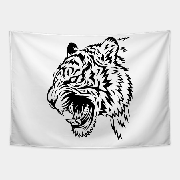 Tribal Tattoo White tiger Tapestry by albertocubatas