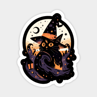 Mystical Moonlit Cat Magnet