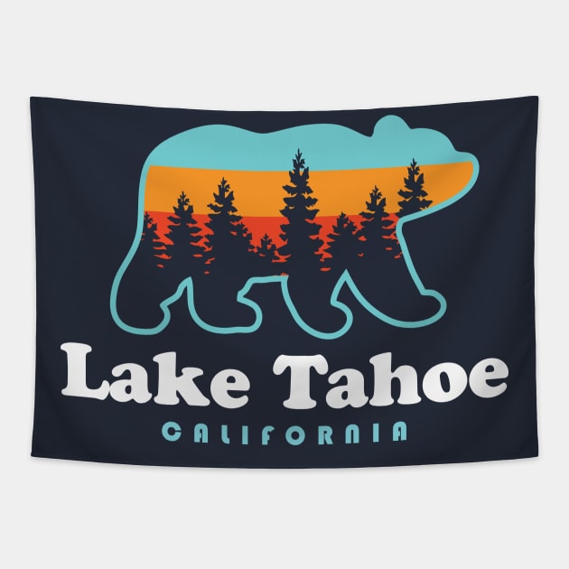 Lake Tahoe California Bear Retro Vintage Tapestry by PodDesignShop