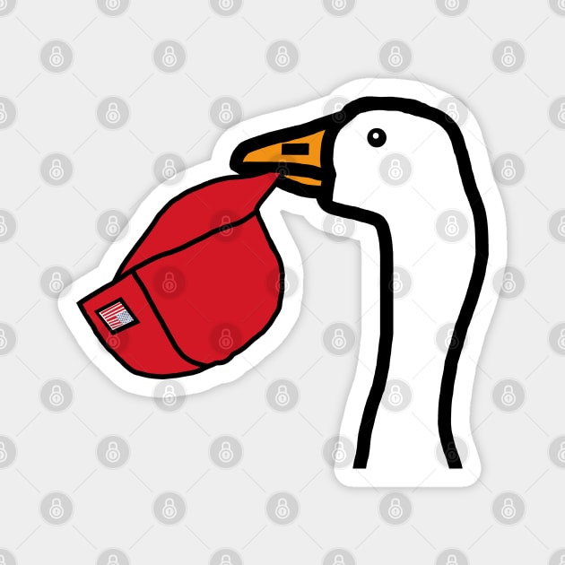 Minimal Portrait Goose Stealing Red Hat Magnet by ellenhenryart