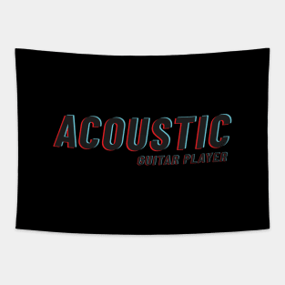 Acoustic Guitar Player Retro 3D Text Tapestry