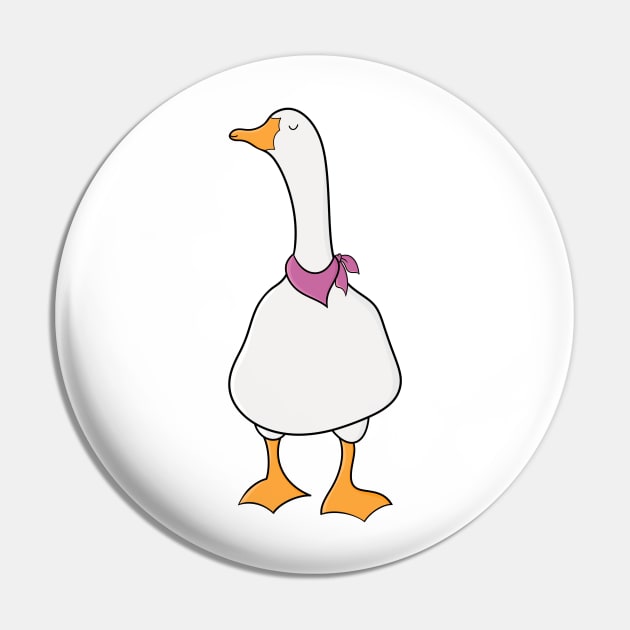 Cute Spring Goose With Pink Bandana Pin by The Pretty Hippo Company