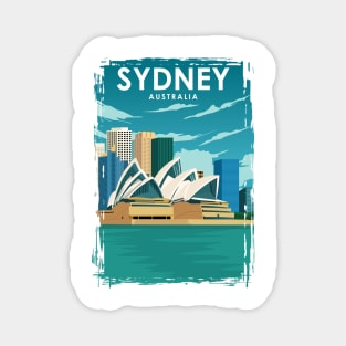 Sydney Australia Vintage Minimal Oprah House Travel Poster Magnet