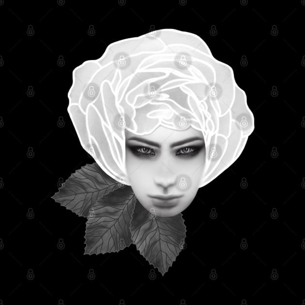 Woman Rose White by OksBPrint