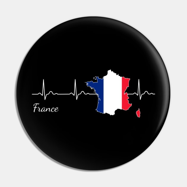 France Heartbeat ECG Gift Pin by JeZeDe