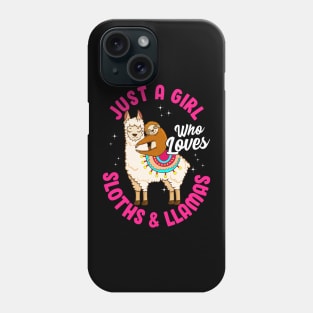 Adorable Just A Girl Who Loves Sloths & Llamas Phone Case