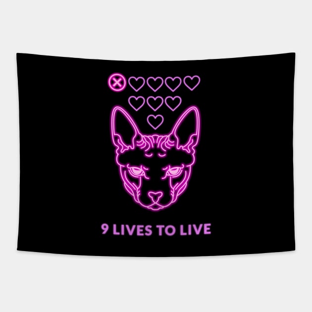 Cyber Sphynx cat: 9 Lives to live Tapestry by JustJoshDesigns