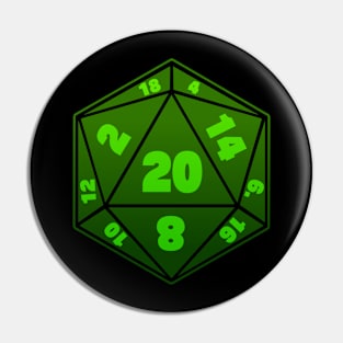 Green DnD D20 Dice Pin