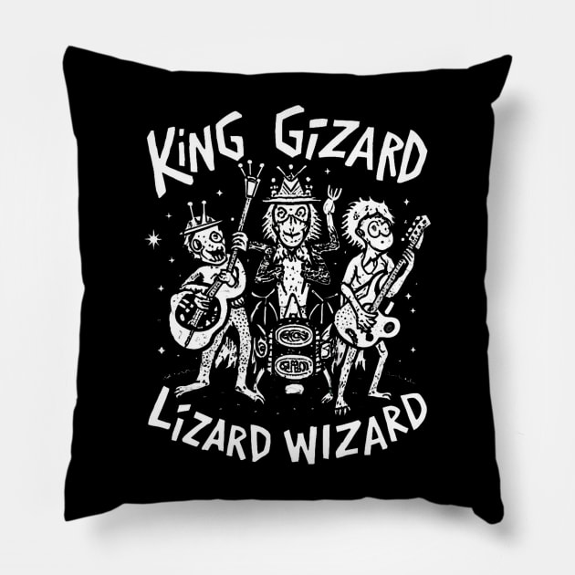 The King Gizard And Wizard Lizard Pillow by Aldrvnd