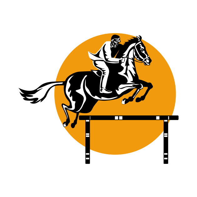 Equestrian on Horse Show Jumping Retro by retrovectors