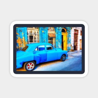 Blue Car In Havana, Cuba Magnet