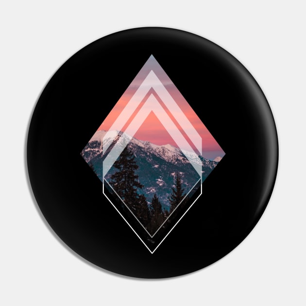 Geometric Snowy Mountain Pin by Bluepress