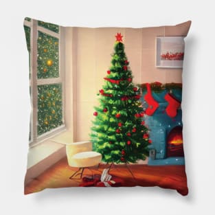 Merry Christmas Trees Joyful Xmas Santa Blessing Christmas Eve Pillow