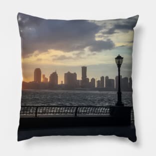 Sunset, Battery Park, Manhattan, NYC Pillow