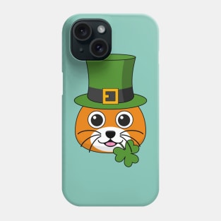 Cute Cat with Green Hat and Shamrock St Patricks's Day Phone Case