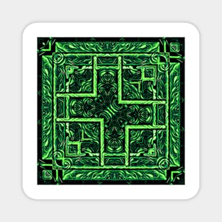 vivid aurora northern lights inspired square format design as puzzle and maze Magnet