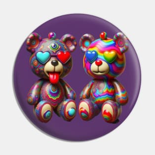 Trippy teddy bear Pin