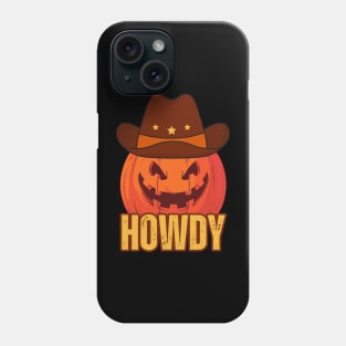Retro Vintage Halloween Howdy Pumpkin Head Wearing A Cowboy Hat Funny Cowboys Phone Case