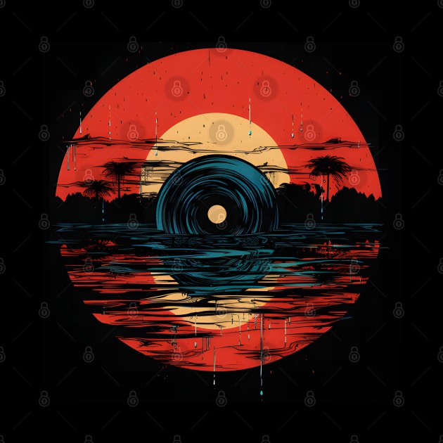 Cool Vinyl Lp Music Record Sunset by VisionDesigner