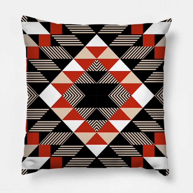 Native Tribal Red Pattern Pillow by marieltoigo