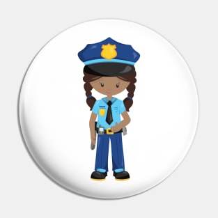 African American Girl, Police Girl, Police Officer Pin