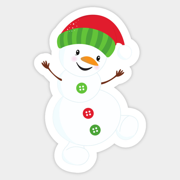 Snowman With Hat Carrot Nose Buttons Snowman Sticker Teepublic