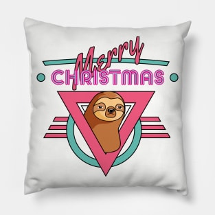 merry christmas, sloth retro Pillow