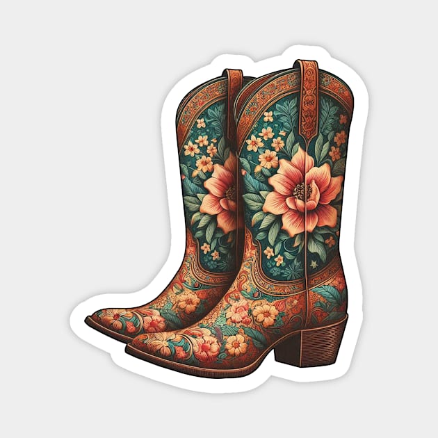 Flower cowgirl boots Magnet by PinScher