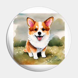 Cute Corgi Puppy Art 5 Pin