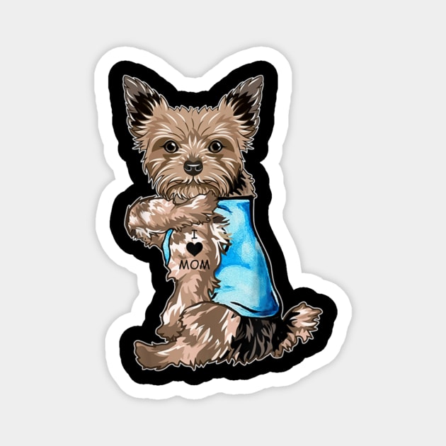 Yorkie Dog Tattoo I Love Mom Mothers Day Gifts Hoodie Magnet by Danielss