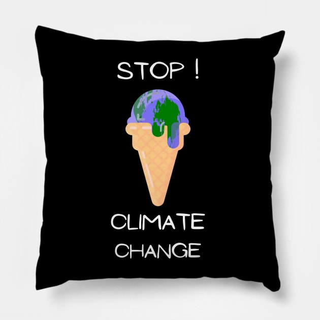 Earth Day - Stop Climate Change Melting Earth Pillow by Sanu Designs