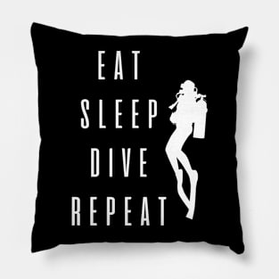 eat sleep scuba dive repeat Pillow