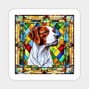 Stained Glass Brittany Dog Magnet