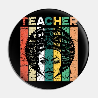 Black Teacher Afro Retro Black History Month Pin