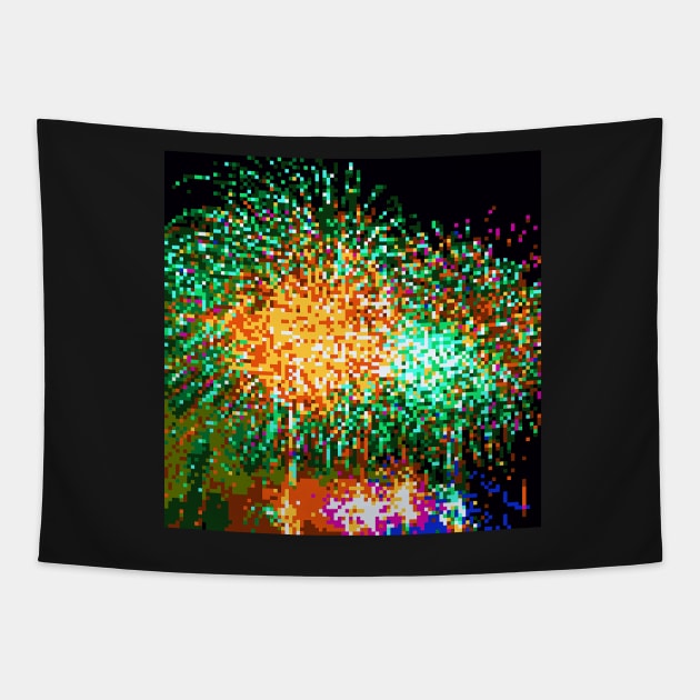 Pixel Firework No.15 Tapestry by Aleksander37