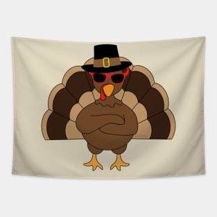 Cool Turkey with sunglasses Happy Thanksgiving Tapestry