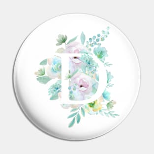 Botanical alphabet D green and purple flowers Pin