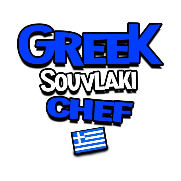 Greek souvlaki Chef. Greek flag by Jakavonis